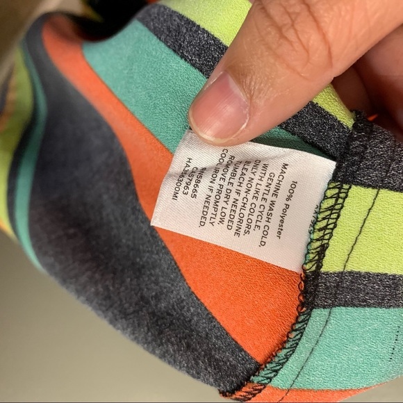 HALOGEN Black & Rainbow Stripe Sleeveless Shift Dress - Size Medium - Picture 7 of 14